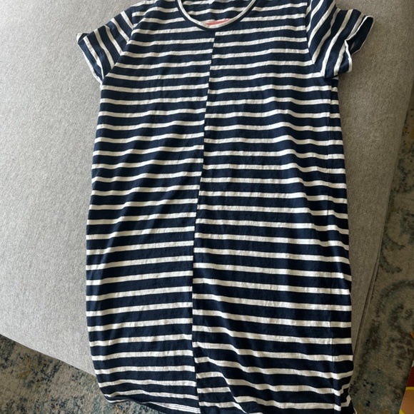 Everlane Blue White Striped Short Sleeve T-Shirt Mini Dress Women's Size Medium - Picture 2 of 3